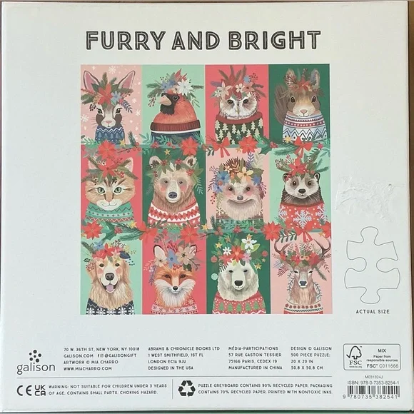 Galison “Furry and Bright” 500 piece puzzle - Picture 2 of 3